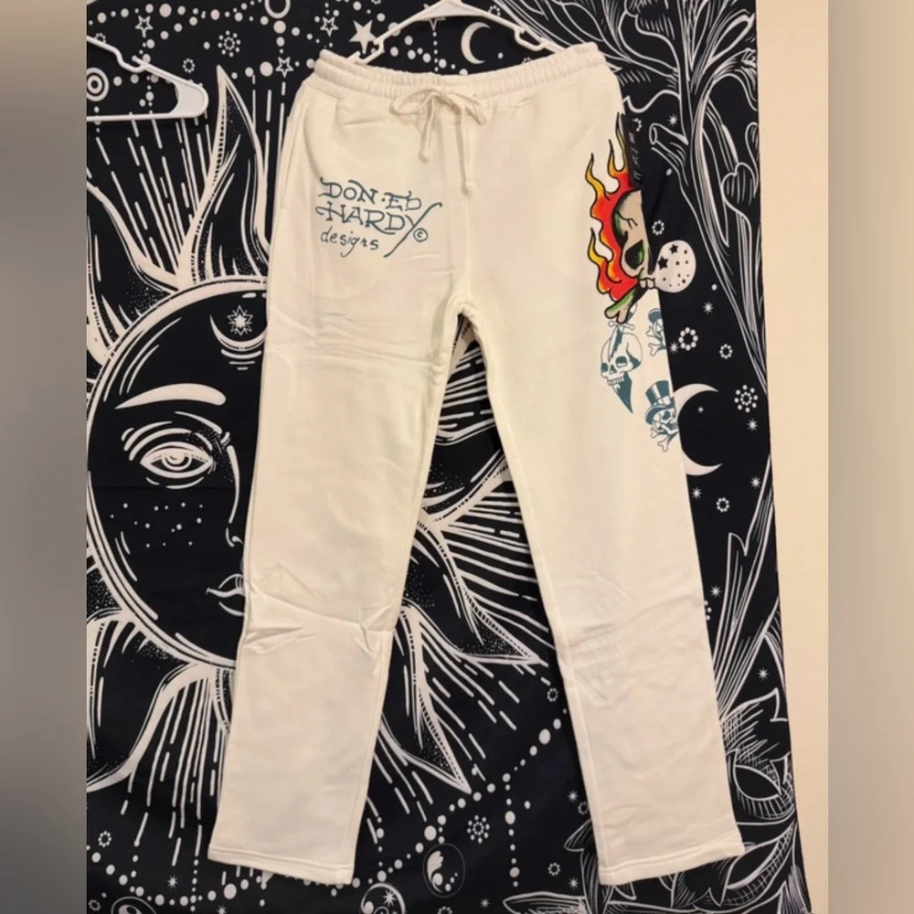 Ed Hardy - 💀 🔥 On fire Wide leg pants - Picture 1 of 3